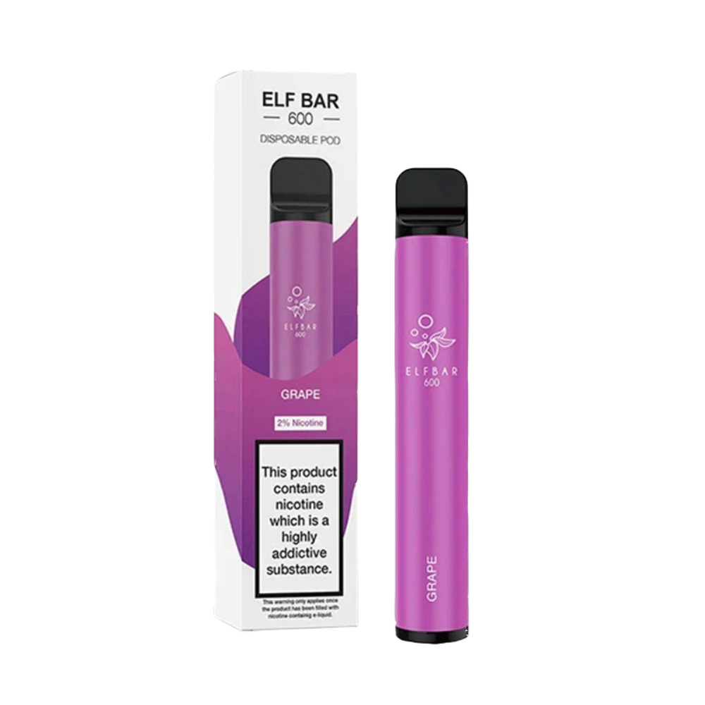 Elf Bar Vape Grape, 2% Nicotina, 600 Pufuri
