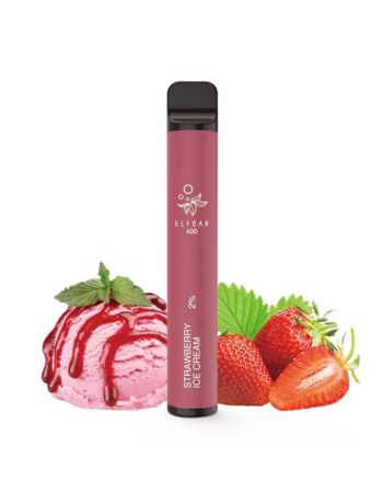 Elf Bar Strawberry Ice Cream, 2% Nicotina, 600 Pufuri