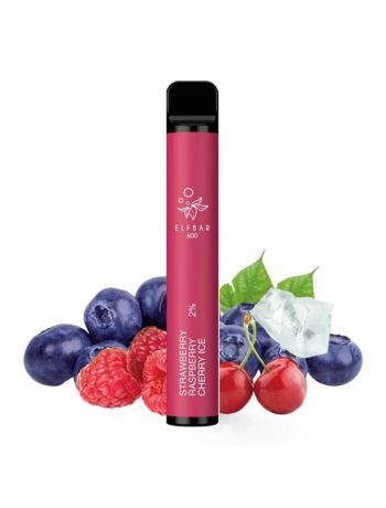 Elf Bar Strawberry Raspberry Cherry Ice, 2% Nicotina, 600 Pufuri