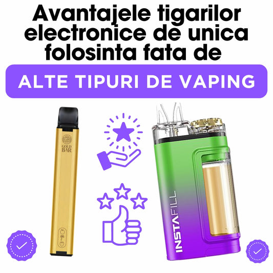 Avantajele tigarilor electronice de unica folosinta fata de alte tipuri de vaping