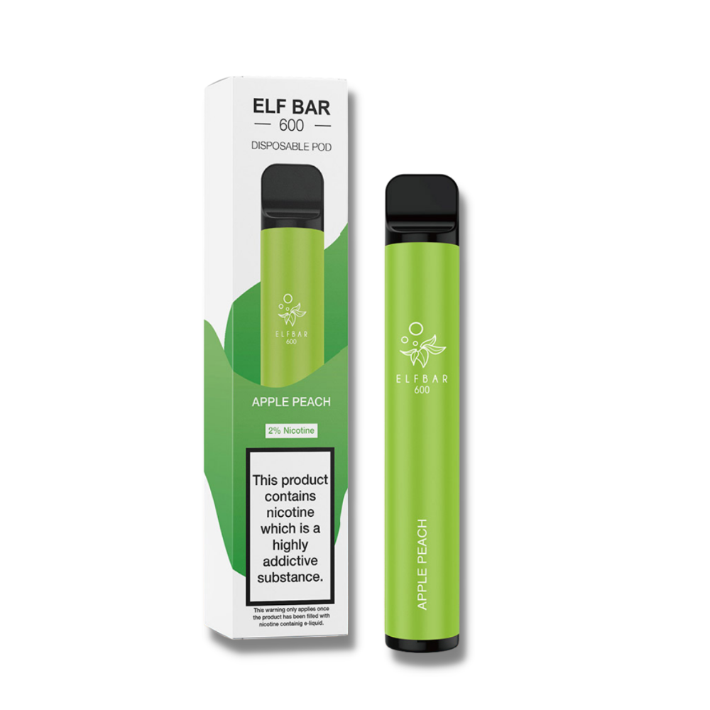 Elf Bar Vape Apple Peach, 2% Nicotina, 600 Pufuri