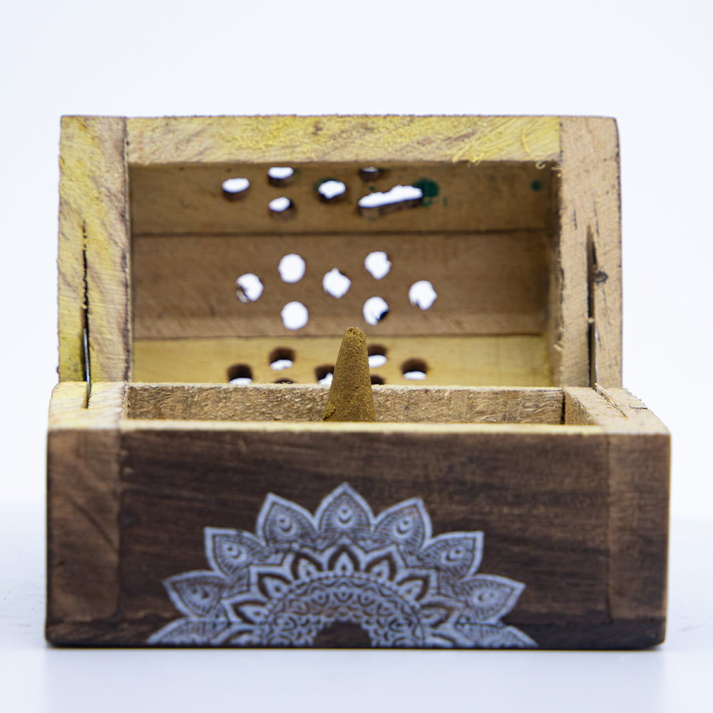 Set Cutie de Lemn cu 10 Conuri Parfumate și Suport, Jasmine -  Karma Scents
