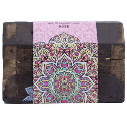Set Cutie de Lemn cu 10 Conuri Parfumate și Suport, Rose -  Karma Scents