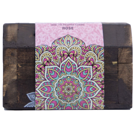 Set Cutie de Lemn cu 10 Conuri Parfumate și Suport, Rose -  Karma Scents